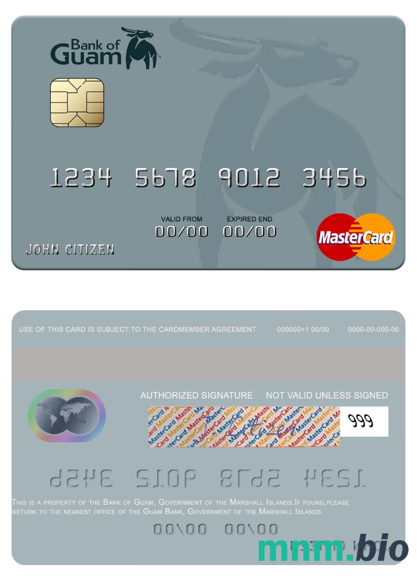 Marshall Islands Bank of Guam przykład karty mastercard w formacie PSD